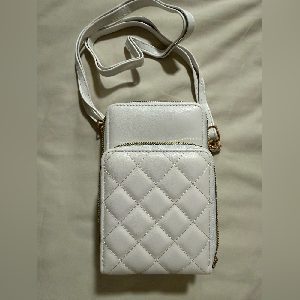 Elegant White Quilted Spacious Crossbody Bag